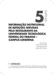 INFORMAÇÃO NUTRICIONAL DE REFEIÇÕES SERVIDAS PELO