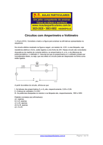 Circuitos com Amperímetro e Voltímetro