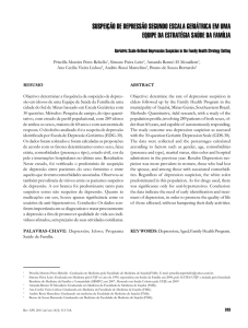SUSPEIÇÃO DE DEPRESSÃO SEGUNDO ESCALA GERIÁTRICA