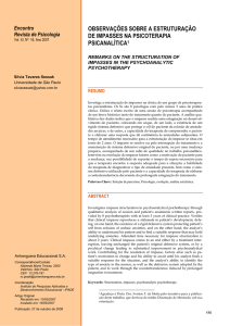 observações sobre a estruturação de impasses na psicoterapia