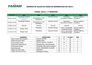 horário de aulas do curso de biomedicina em 2015.2