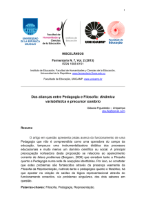 Das alianças entre Pedagogia e Filosofia: dinâmica