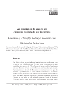 As condições do ensino de Filosofia no Estado do Tocantins