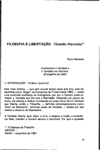 FILOSOFIA E LIBERTAÇÃO (Questão disputada)