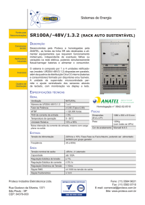 Sistemas de Energia SR100A/-48V/1.3.2 (RACK AUTO