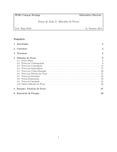 Notas de Aula 2: Métodos de Prova Sumário