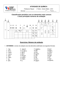 ATIVIDADE DE QUÍMICA Classificação periódica com os elementos