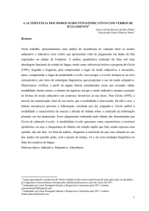 a alternância dos modos subjuntivo/indicativo com verbos de