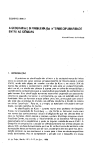 a geografia e o problema da interdisciplinaridade entre as ciências