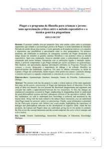 Piaget e o programa de filosofia para crianças e jovens: uma