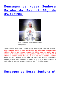 Mensagem de Nossa Senhora Rainha da Paz nº 08, de 05/12/1987