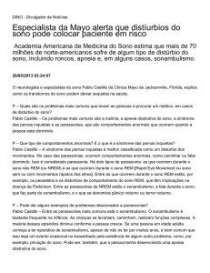 Especialista da Mayo alerta que distíurbios do sono pode colocar