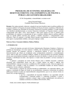 PROGRAMA DE ECONOMIA SOLIDÁRIA EM DESENVOLVIMENTO