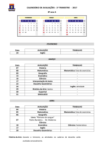 CALENDÁRIO DE AVALIAÇÕES - 1º TRIMESTRE