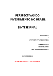 perspectivas do investimento no brasil: síntese final