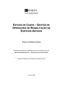 estudo de casos – gestão de operações de reabilitação de edifícios