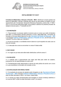 EDITAL/SEE/IMCF Nº 01/2017 O Instituto de Matemática, Ciências e