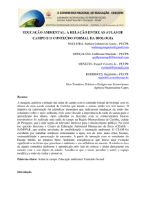 educação ambiental: a relação entre as aulas de campo e o