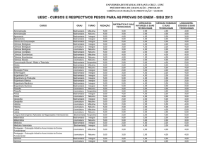 cursos e respectivos pesos para as provas do enem - sisu 2013