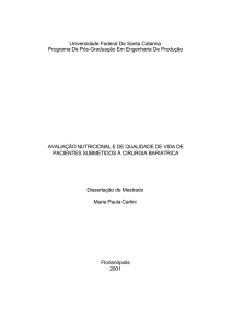 Avaliação nutricional e de qualidade de vida de pacientes