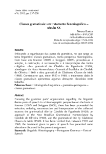 Classes gramaticais: um tratamento historiográfico