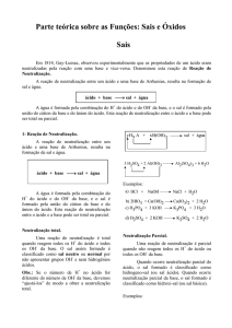Parte teórica sobre as Funções: Sais e Óxidos Sais
