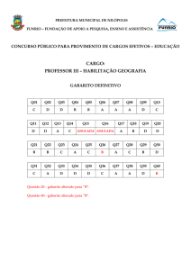 CARGO: PROFESSOR III – HABILITAÇÃO GEOGRAFIA