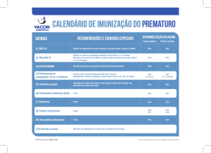 calendário de imunização do prematuro