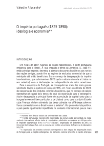 O império português (1825-1890): ideologia e economia**