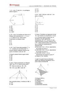 Lista de GEOMETRIA 1 – REVISÃO DE FÉRIAS