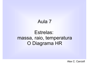 Aula 7 Estrelas: massa, raio, temperatura O Diagrama HR