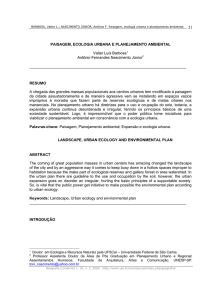 PAISAGEM, ECOLOGIA URBANA E PLANEJAMENTO AMBIENTAL