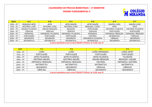 calendário de provas bimestrais – 1º bimestre ensino fundamental ii