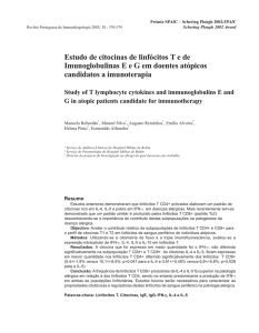 Estudo de citocinas de linfócitos T e de Imunoglobulinas E e G em