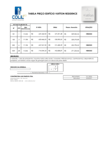 TABELA PREÇO EDIFÍCIO VUITTON RESIDENCE