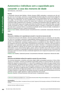 Autonomia e indivíduos sem a capacidade para consentir: o caso