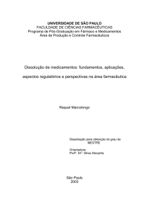 Dissolução de medicamentos: fundamentos, aplicações, aspectos