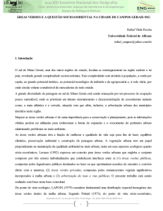 ÁREAS VERDES E A QUESTÃO SOCIOAMBIENTAL NA CIDADE