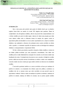 MUDANÇAS CLIMÁTICAS: A INFLUÊNCIA DOS AGENTES