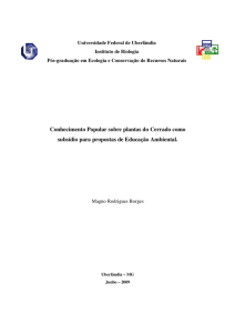 Conhecimento Popular sobre plantas do Cerrado como subsídio