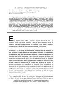 “O SABER QUE É MAIS SABER” SEGUNDO ARISTÓTELES