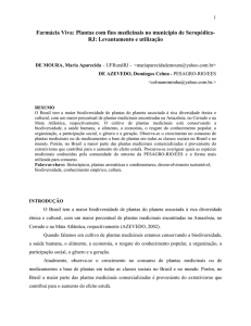 Farmácia Viva: Plantas com fins medicinais no município de