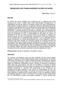 IMUNIZAÇÃO AOS TRABALHADORES DA ÁREA DA SAÚDE