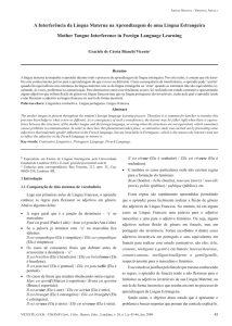 A Interferência da Língua Materna na Aprendizagem de uma Língua