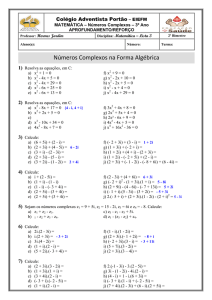 Números Complexos na Forma Algébrica
