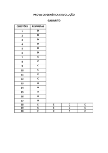 Gabarito: Genética e evolução