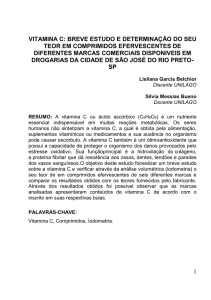 1 VITAMINA C: BREVE ESTUDO E DETERMINAÇÃO DO SEU
