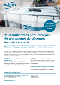 Micronutrientes para estações de tratamento de efluentes