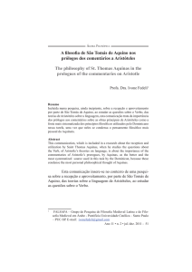 A filosofia de São Tomás de Aquino nos prólogos dos