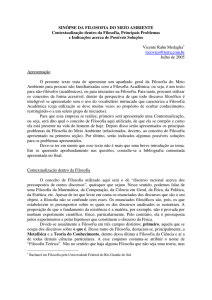 SINÓPSE DA FILOSOFIA DO MEIO AMBIENTE Contextualização